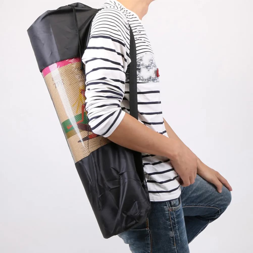 2Pcs Yoga Mat Mesh Storage Bag Large Capacity Adjustable Shoulder Strap Breathable Yoga Pad Carrier for Outdoor Use