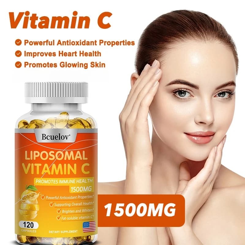Vitamin C: powerful antioxidant, promotes collagen production, skin glow, supports heart, immune health