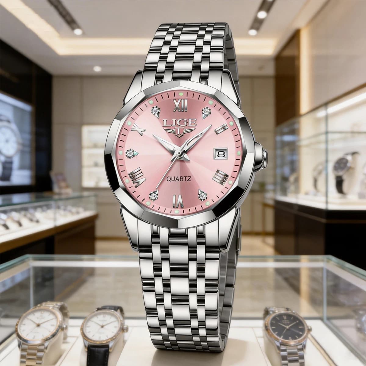 LIGE Orologio da polso da donna con movimento al quarzo stile semplice nordico ultrasottile elegante Orologio da donna con cinturino in acciaio inossidabile alla moda
