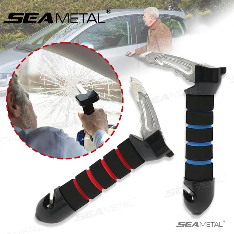 SEAMETAL Car Door Assist Handle 3 in 1 Multifunction Vehicle Support Handles Window Breaker Seat Belt Cutter Car Safety Hammer