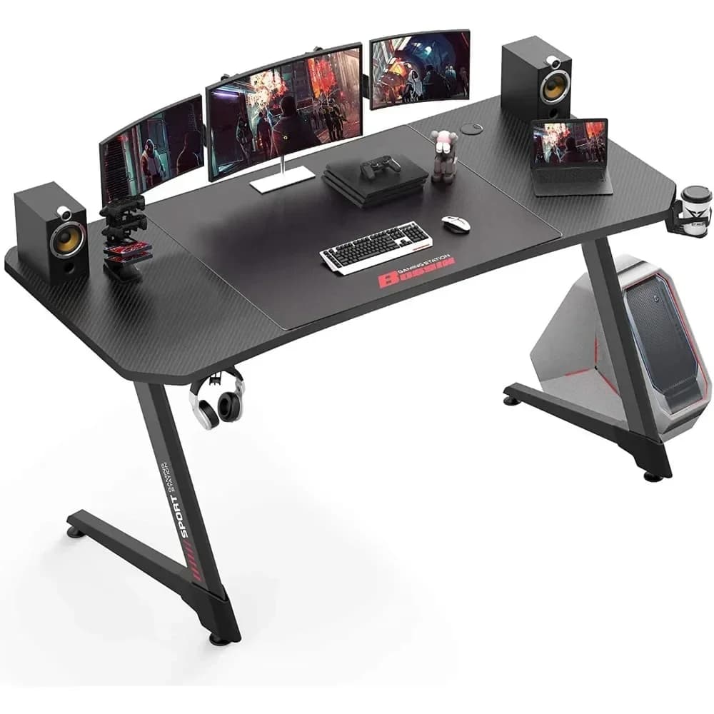 Scrivania da gioco da 63 pollici, scrivania ergonomica per computer da gioco con tappetino per mouse, tavoli da gioco per PC con maniglia da gioco