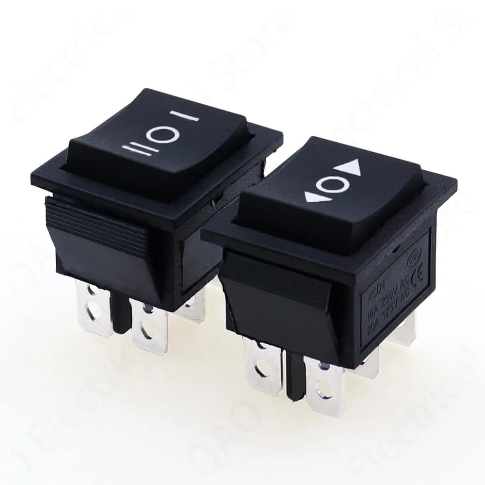 1 pz KCD4 nero interruttore a bilanciere interruttore di alimentazione ON-OFF-ON 3 posizioni 6 pin la freccia è reset 16A 250VAC/ 20A 125VAC