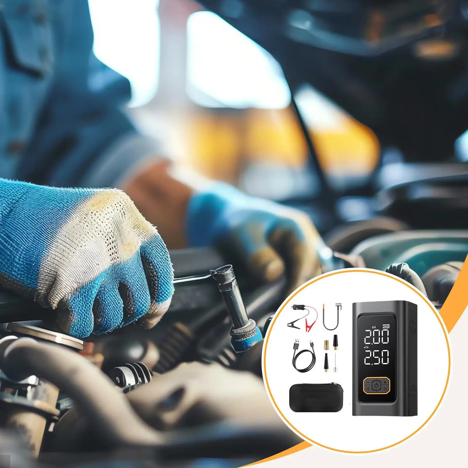 Pompa d'aria per pneumatici per auto Compressore portatile ad alta pressione Indicatore digitale Avviatore di emergenza Power Bank per emergenza su strada