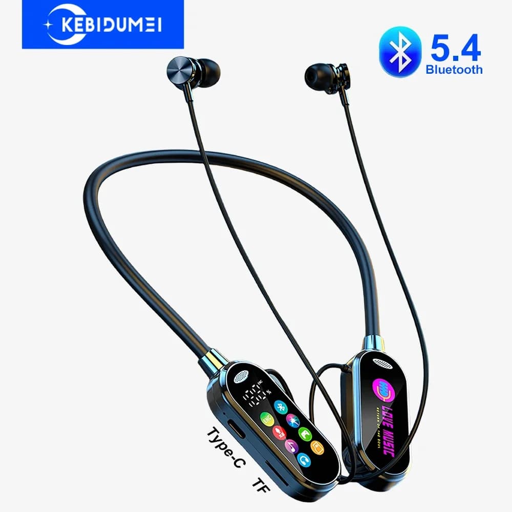 Color Screen Bluetooth 5.4 Headphones with Neck Headset Wireless Headphones with noise reduction for live headset