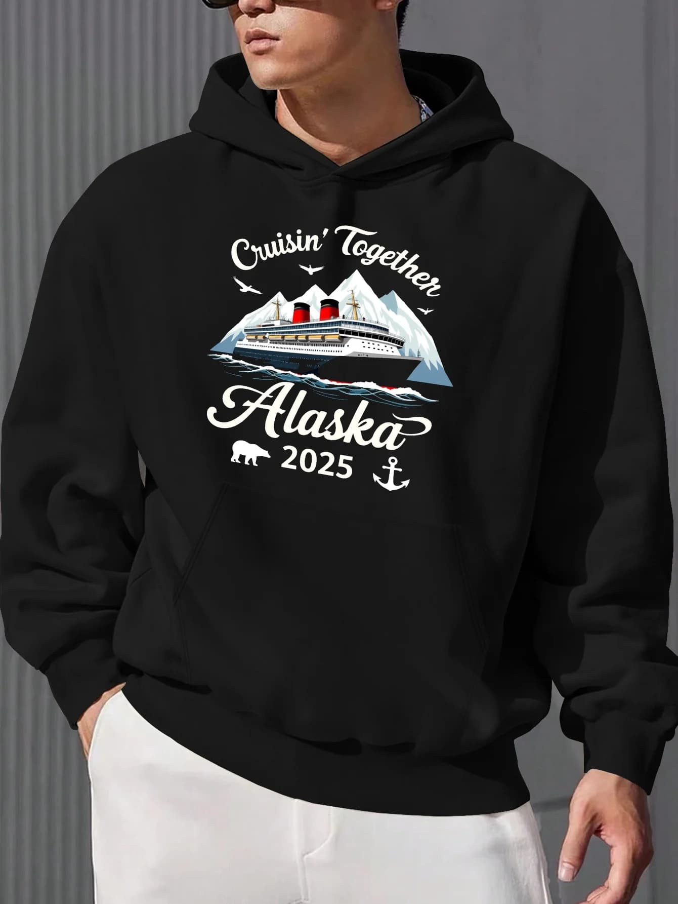 Felpa con cappuccio Alaska 2025 da uomo, pullover streetwear grafico da viaggio vintage da crociera, motivi stampati, felpe con cappuccio da uomo