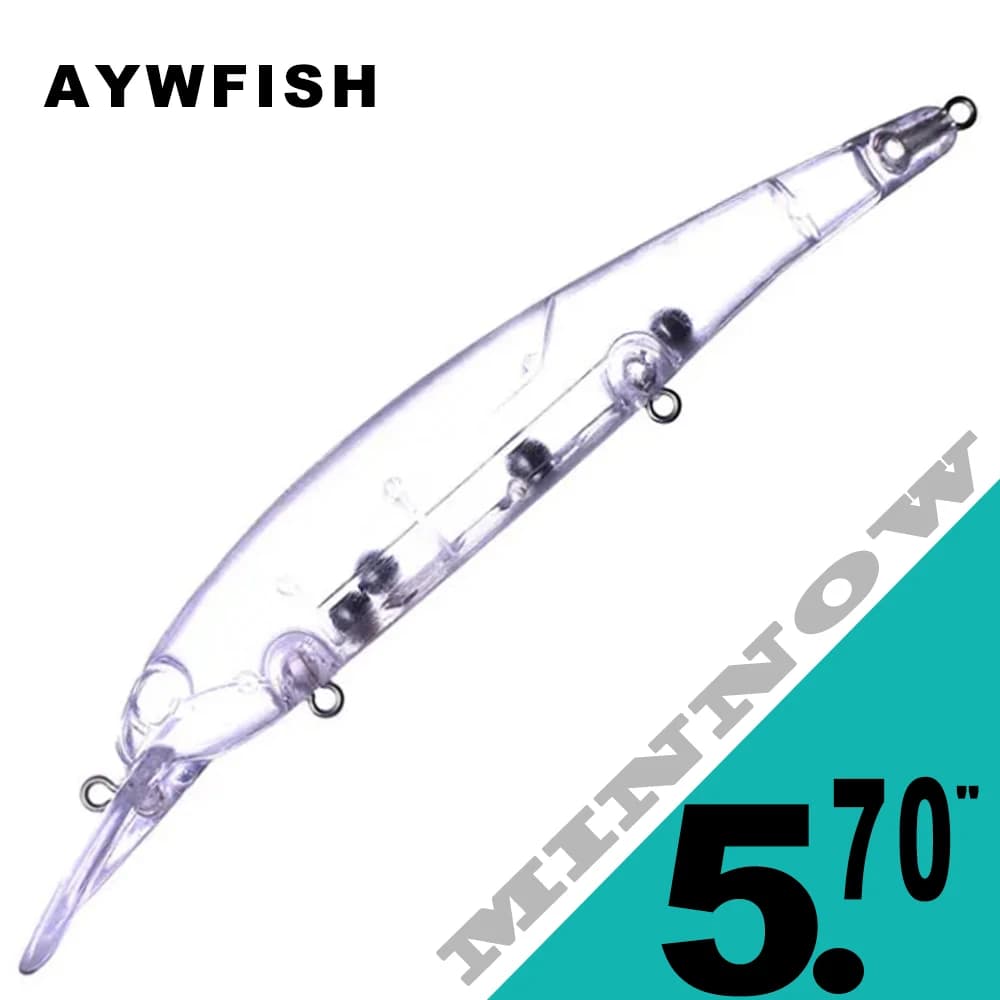 AYWFISH 10PCS / LOT Saltwater Seabass Crank Bait Rattles 14.5CM 14.2G DIY Floating Minnow Unpainted Minnow For Fishing Lures DIY