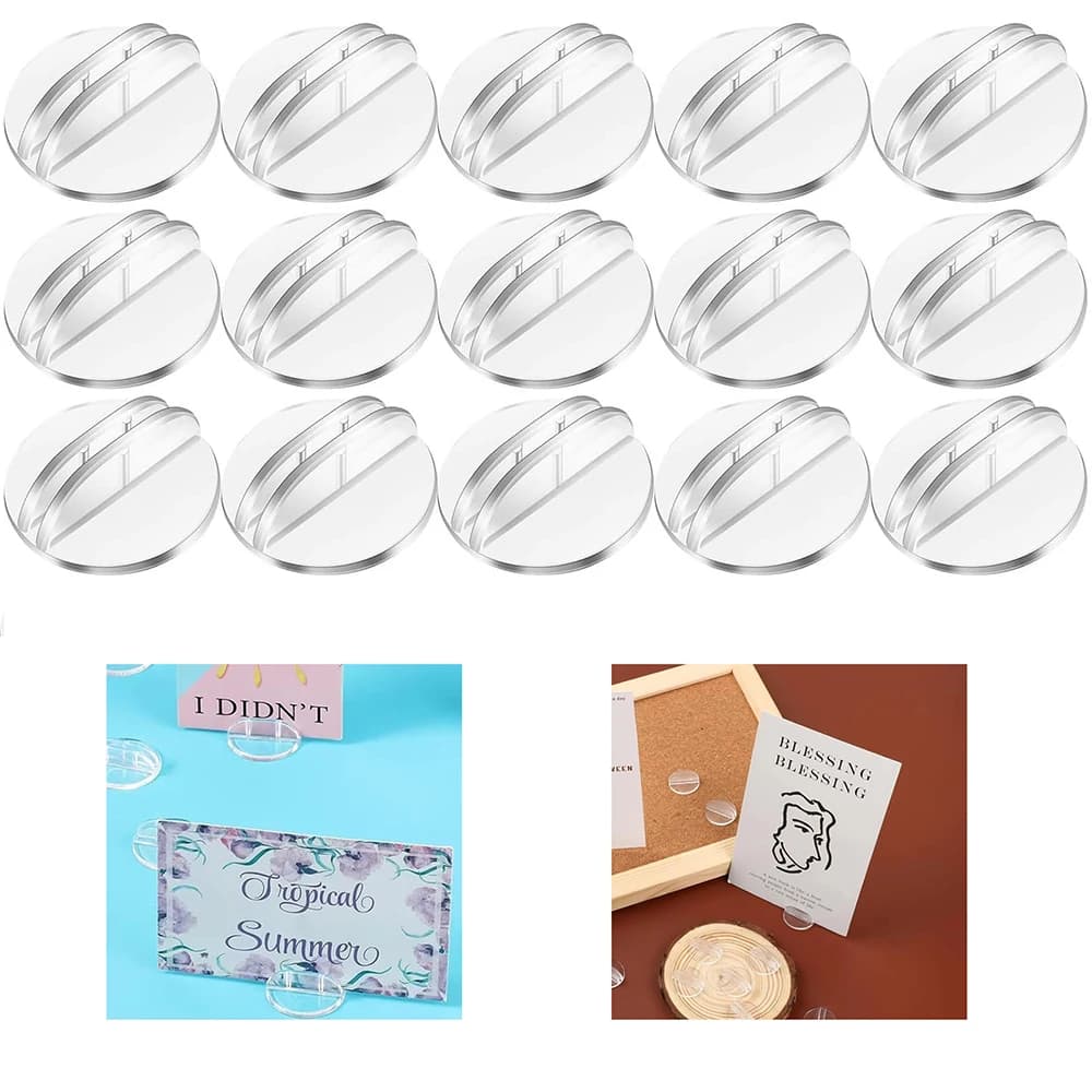 24 pz/set Mini Porta Carte Posiziona Porta Carte Basi in Miniatura Trasparente Clip da Tavolo per Numeri da Tavolo da Gioco Etichette Meno per Feste