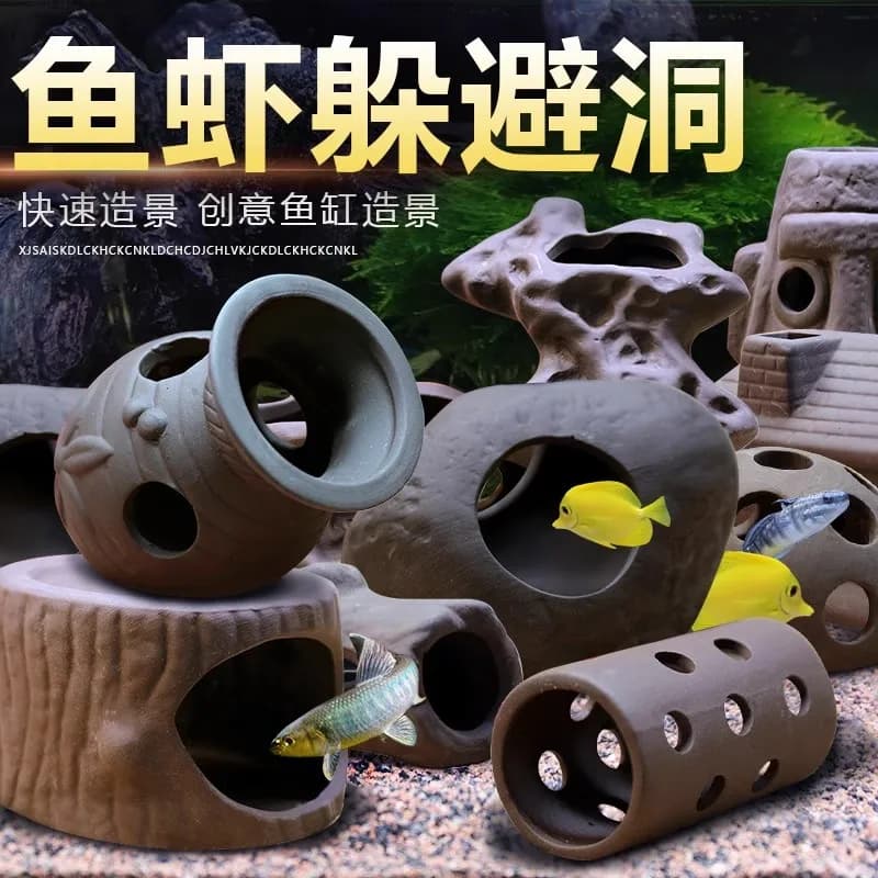 Ceramic And Shrimp Hideout House Mini Parrot Spawning Cave Croaker Tank Nest Fish Breeding Tank Aquarium