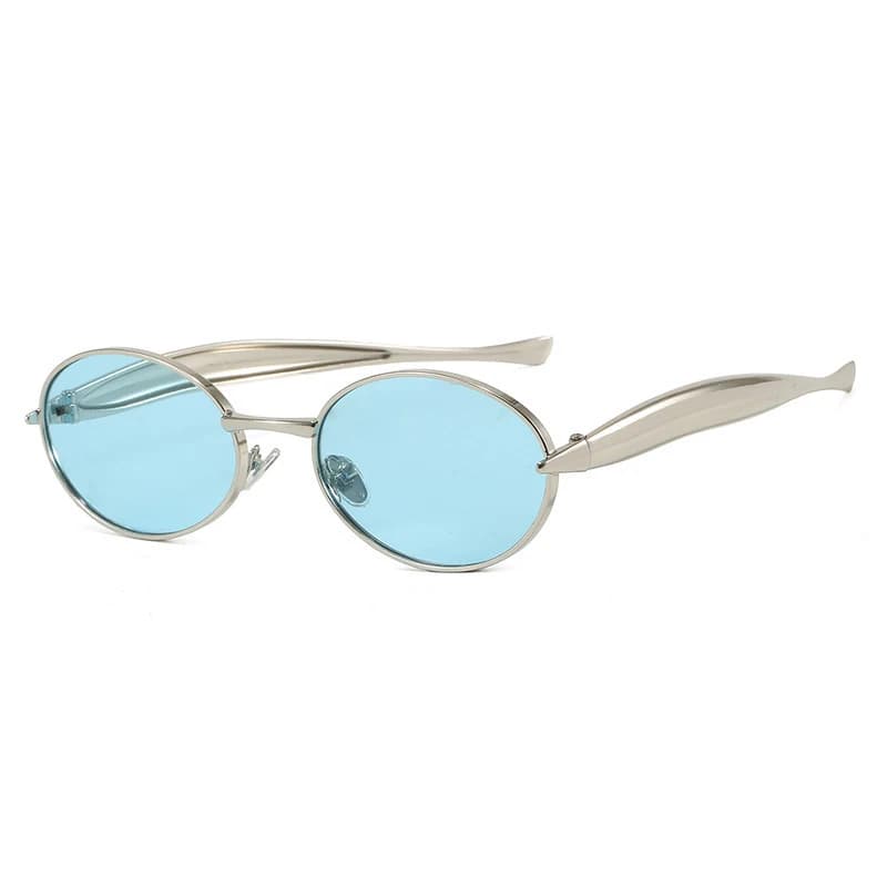 Occhiali da sole vintage con montatura rotonda in metallo per donna e uomo, occhiali da sole ovali per donna e uomo.