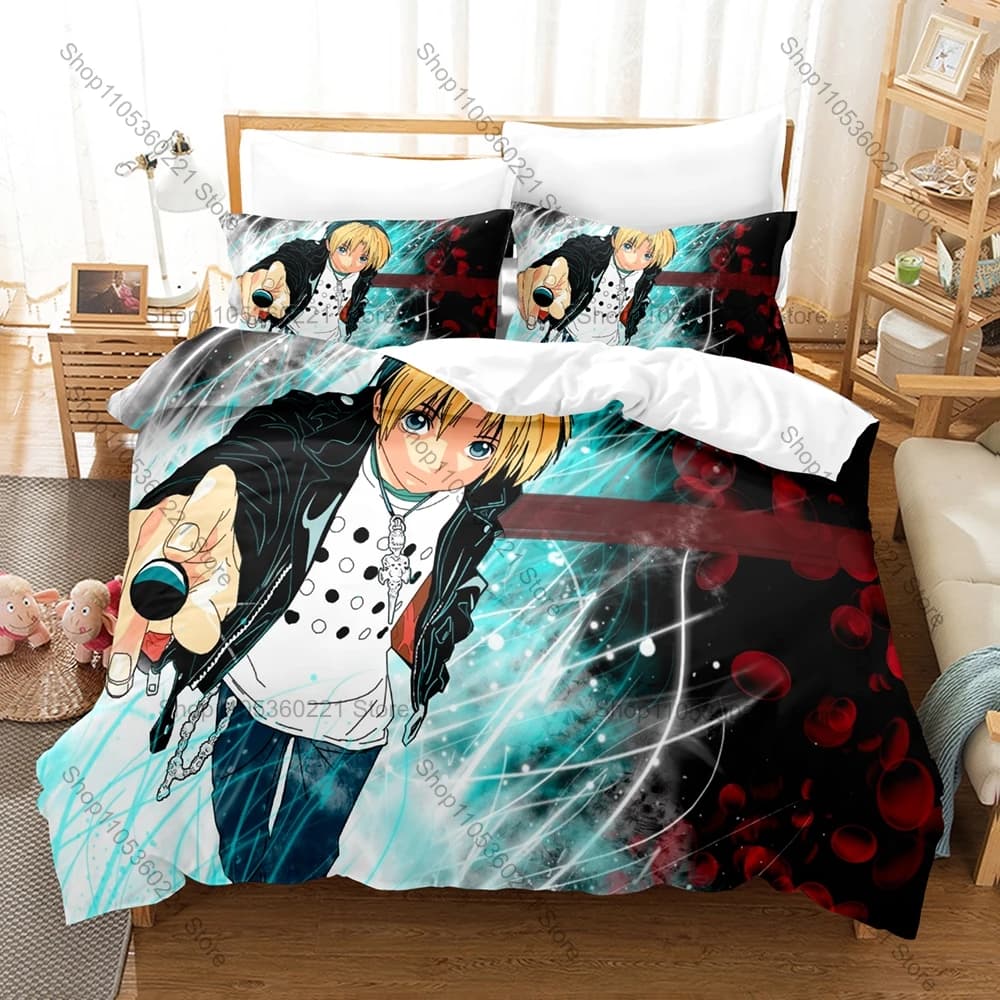 Classic Board Game Anime Hikaru No Go 3PCS Bedding Duvet Cover + 2 Pillowcases Go Player Fan Quilt Set Classic Board Game