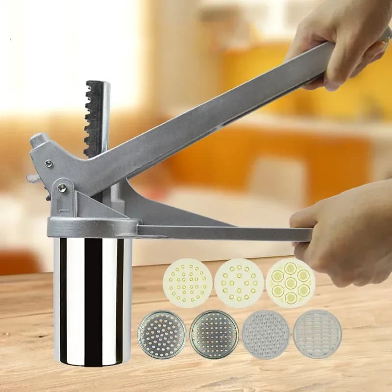 Macchina per pasta manuale in acciaio inossidabile Pressa per pasta Taglierina a manovella Frutta Spremiagrumi Pentole con 8 stampi per noodle pressati T9J3J4