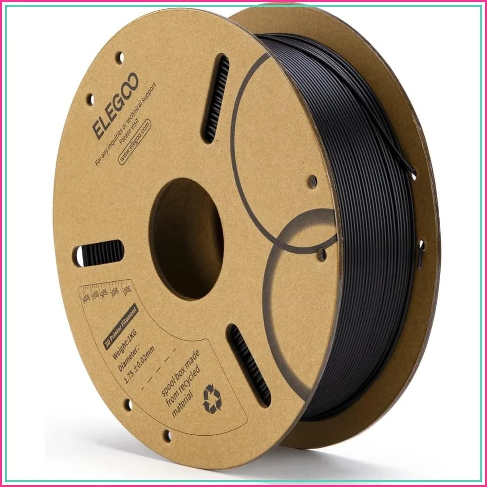 PLA Filament 1.75mm Black 1KG, 3D Printer Filament Dimensional Accuracy +/- 0.02mm, Cardboard Spool, Fits Most FDM Printers
