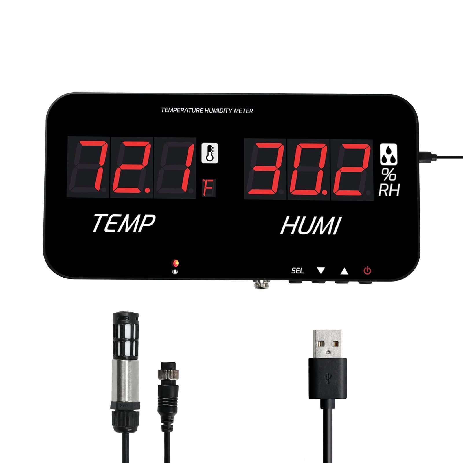 Digital Hygrometer Thermometer, Indoor Temperature & Humidity Monitor Adjustable Alarms & External Output, 1.8" Large Display
