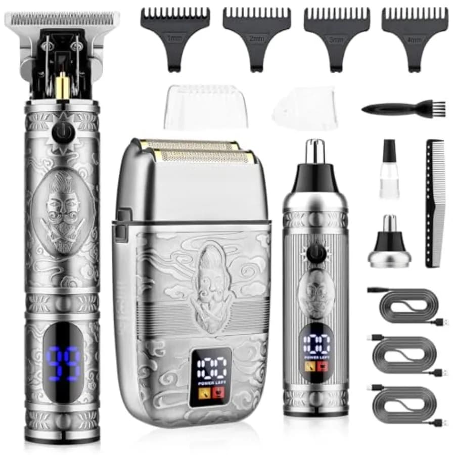 T-Blade Wireless Razor for Men, Regulabarba e Tagliacapelli Naso, Set Shaving and Personal Care, Hair Cutting Kit and Barba