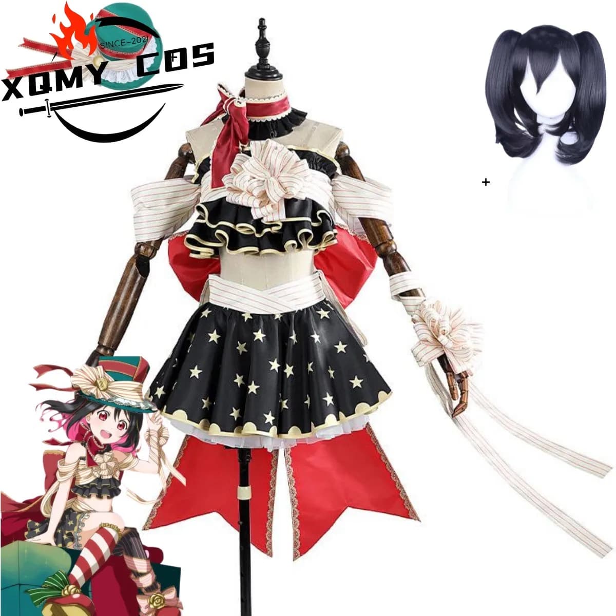 XQAnime LoveLive! School Idol Project Nico Yazawa Costume Cosplay Halloween Lolita Gonna Uniforme Parrucca Donna Sexy Carino Natale Su