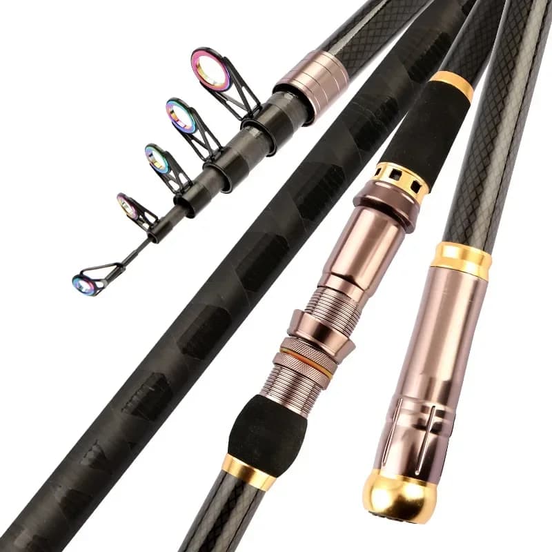 Canna da pesca telescopica super dura in fibra di carbonio 2.1M-4.5M forte canna da pesca spinning portatile canna da pesca da viaggio in mare barca da roccia