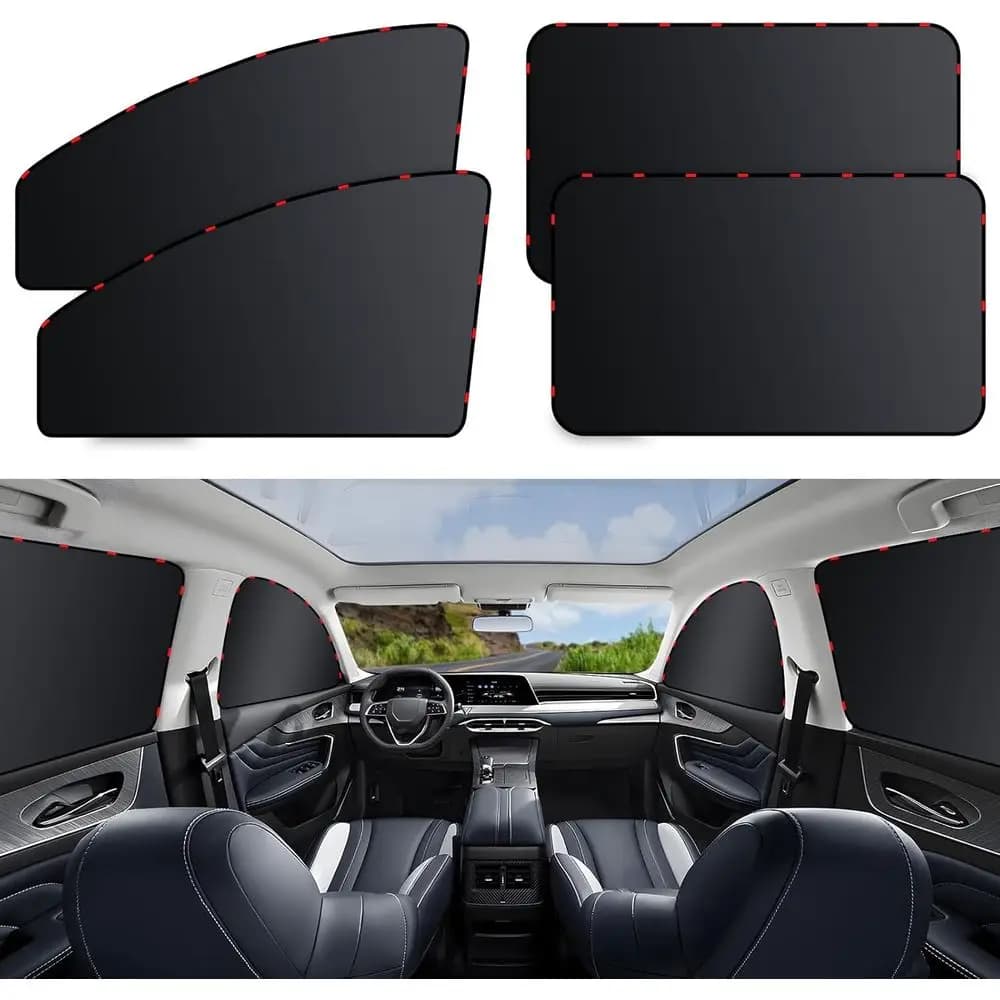 Set of 4 Dark Curtains for Auto Window for Privacy and Travel