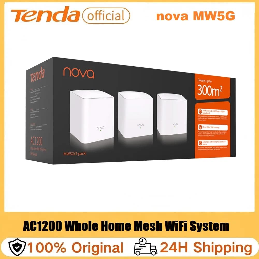 Tenda MW5G Nova Mesh WiFi System 2.4 e 5Ghz Dual-Band AC1200 L'estensore per router di rete Gigabit per tutta la casa copre fino a 6000 piedi quadrati