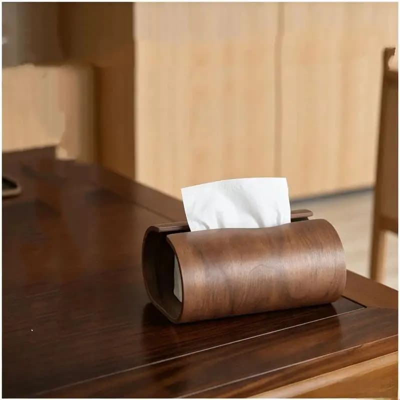 Minimalist Natural Wood Tissue Box Organizer Handcrafted Napkin Holder Modern Decor for Apartment Dorm Office Home Desktop