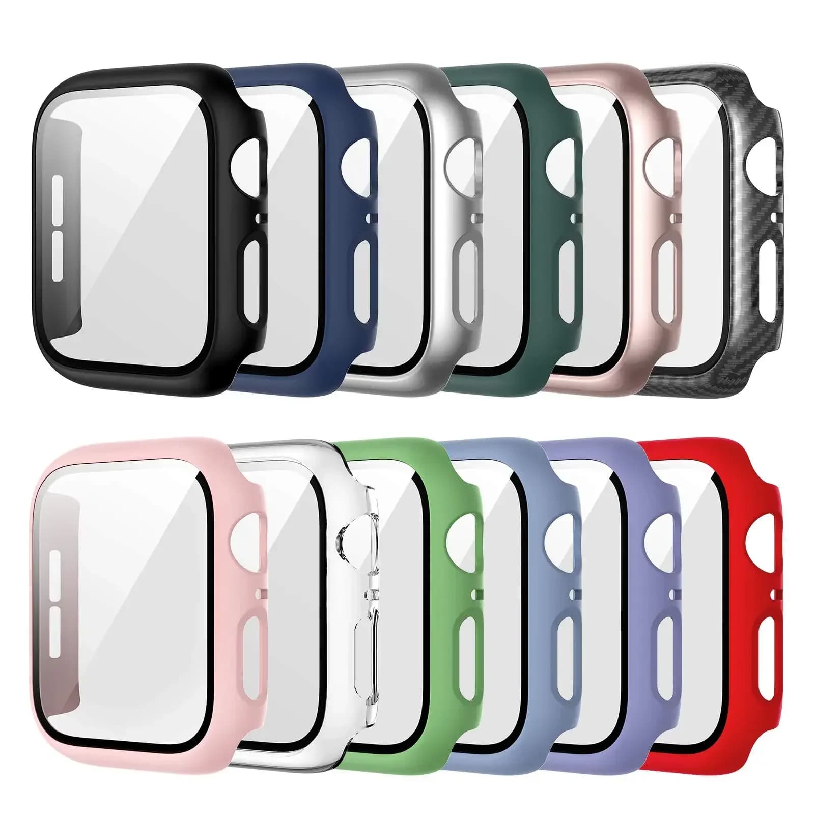 Tempered glass + cover for Apple Watch 9 8 41mm 45mm 42mm PC bumper protection screen iWatch series 7 6 5 4 se 44mm 2030
