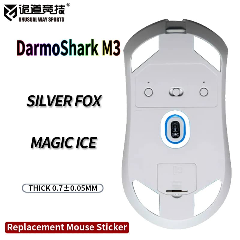 InsolitoWaySports Mouse Pattini Piedi Darmoshark M3 Superficie ribaltabile PTFE Anti collasso Silver Fox Magic Ice