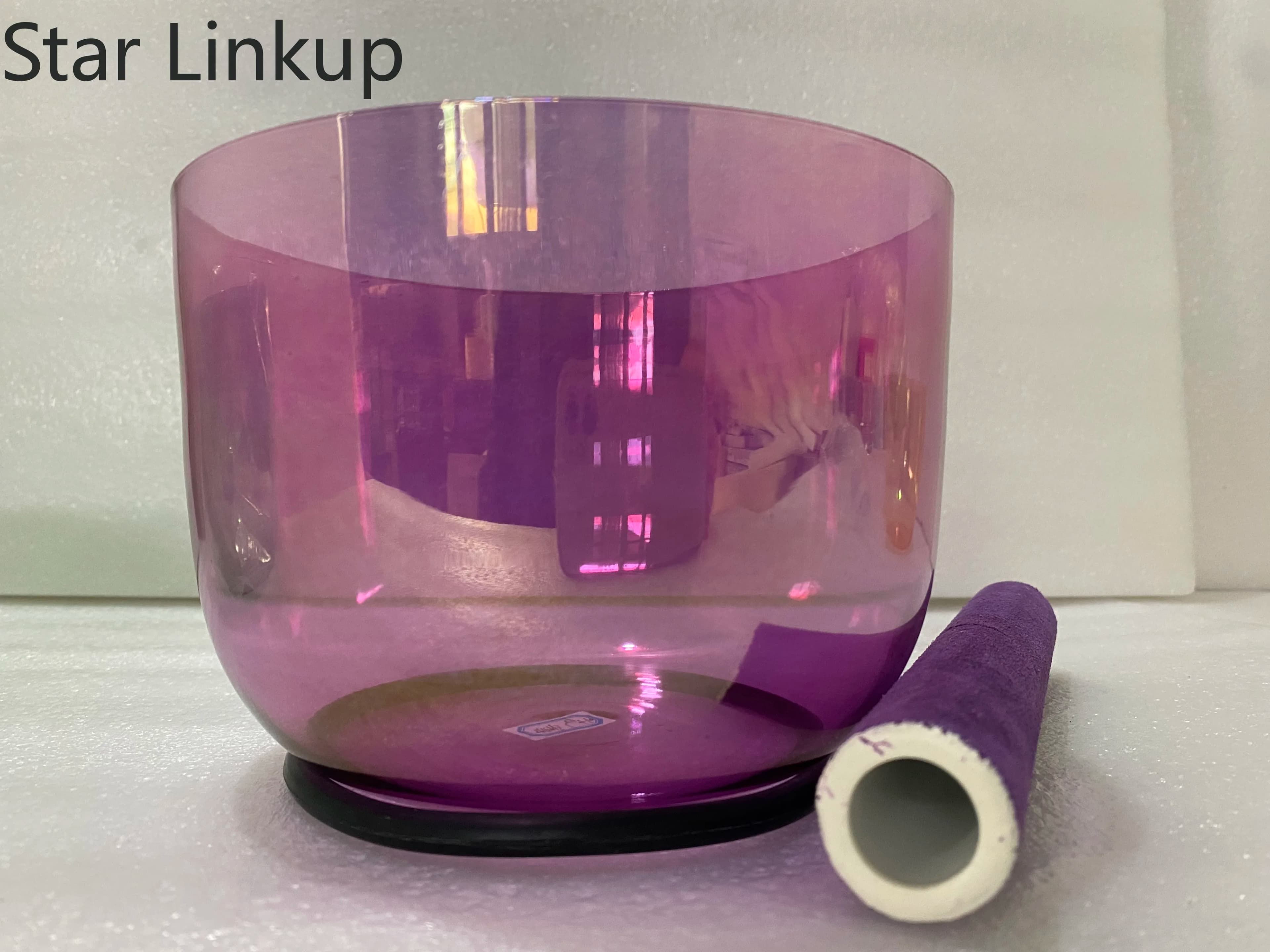 Star Linkup 6" 432HZ Cosmic Light Pearl White Alchemy Crystal Singing Bowl Sound Healing Yoga Instrument432Hz crystal singing bowl violet cosmic color 3rd octave B for sound theraphy or others any colors