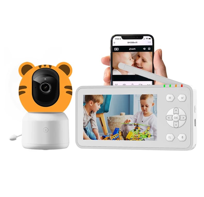 Schermo da 4.3 pollici 2MP 1080P WIFI citofono Baby Monitor Wireless PTZ Piano di alimentazione Rilevamento del pianto Nanny Cam Sicurezza domestica Baby Camera