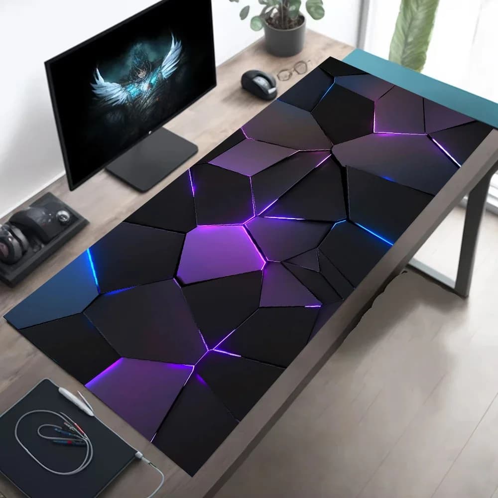 Tappetino per mouse con motivo geometrico Tappetini da ufficio per computer da gioco 3D di grandi dimensioni Tappetino per mouse da gioco XXL Tappetini da scrivania per tastiera lunga antiscivolo in gomma nuova