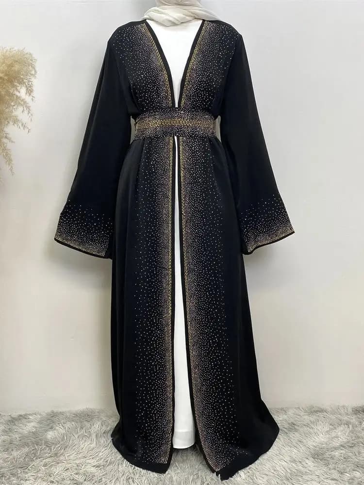 Ramadan Eid Dubai Open Kimono Muslim Black Abaya Damen Turkic Islam Abaya for women dressed Kebaya Robe Female Muslims Caftano