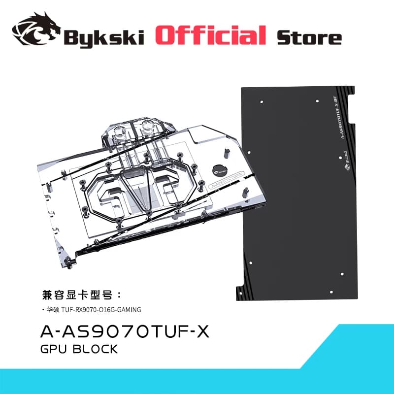 Bykski Blocco GPU per ASUS RX9070XT TUF O16G GAMING / RX9070XT PRIME Scheda Video Raffreddamento ad Acqua/Radiatore in Rame A-AS9070TUF-X