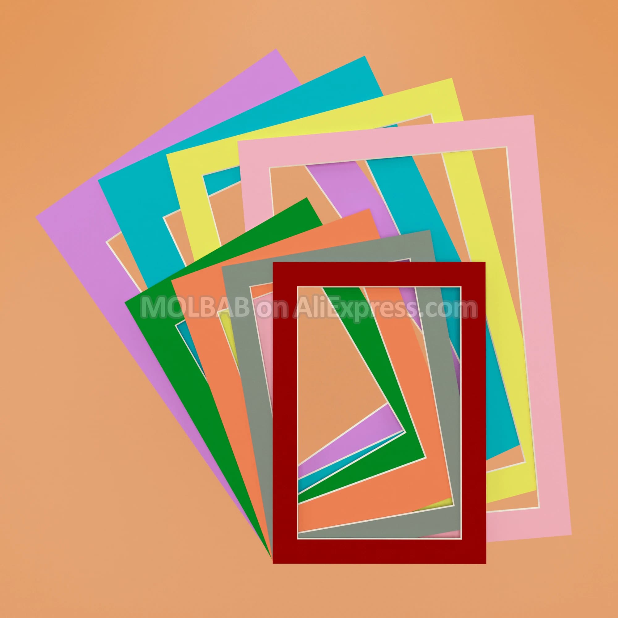 A3A4A5 Tappetini per foto Rosso scuro/Grigio/Arancio/Verde/Rosa/Giallo/Blu/Viola Supporti in cartone per cornice Passe-Partout 12 pz/lotto