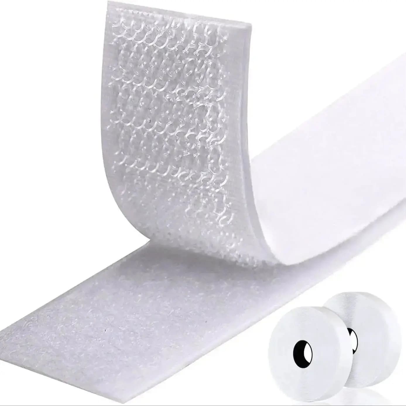 Strisce Adesive Forti in Velcro da 1/2/5M con Colla, Nastri Biadesivi per Montaggio Fai-da-te e Artigianato, 20-50mm, Bianche