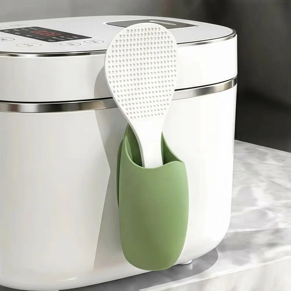 Multifunctional Kitchen Rice Spoon Holder Mini Silicone Rice Cooker Spatula Rack Self-adhesive Durable Toothbrush Holder Home