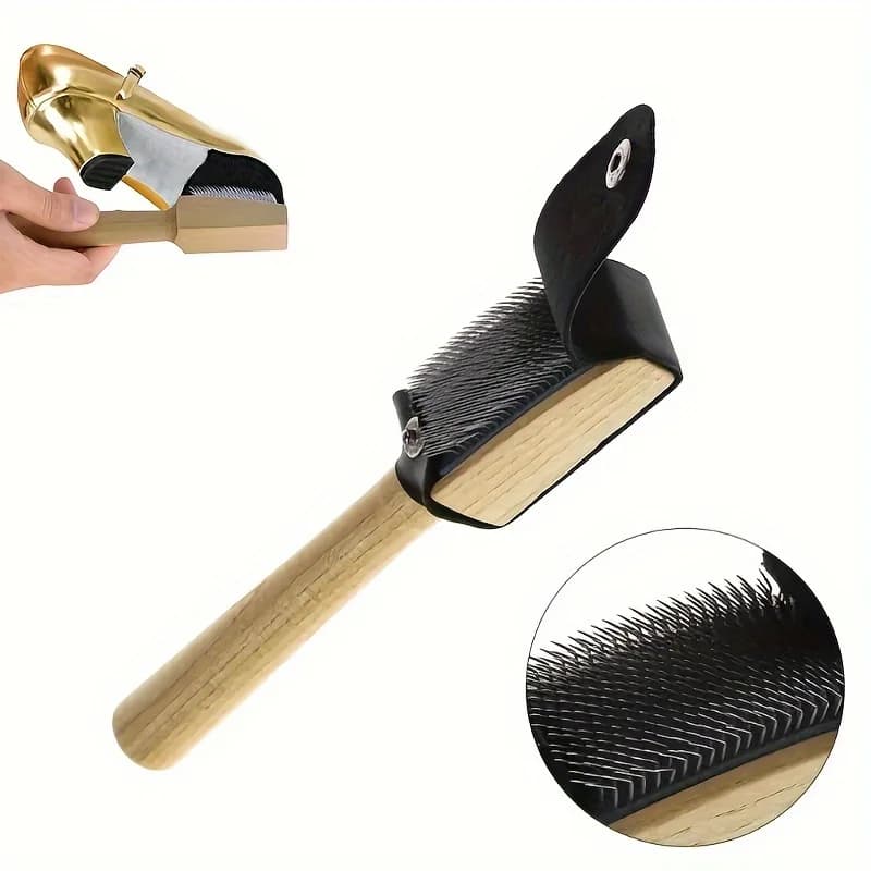 Spazzola per Scarpe, Spazzola in Filo Metallico per Scarpe da Danza Classica con Protezione in PU e Manico in Legno, Spazzole per Suole di Scarpe da Ballo Latino