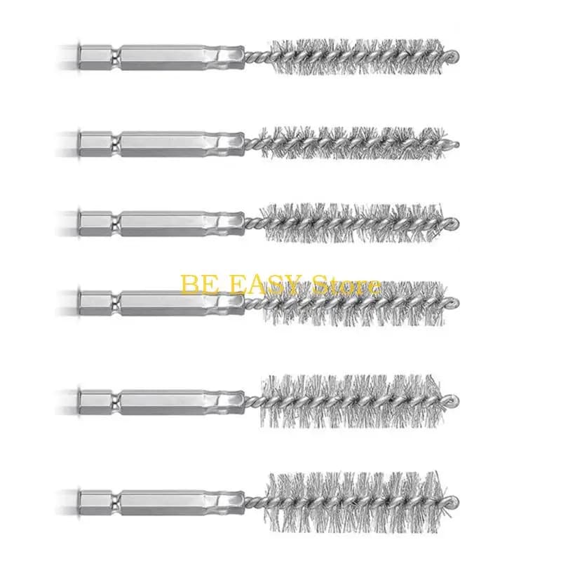 E28F 6 pezzi tubo metallico pulizia spazzola detergente lavaggio lucidatura spazzola 8/10/12/15/17/19mm pulizia trapano