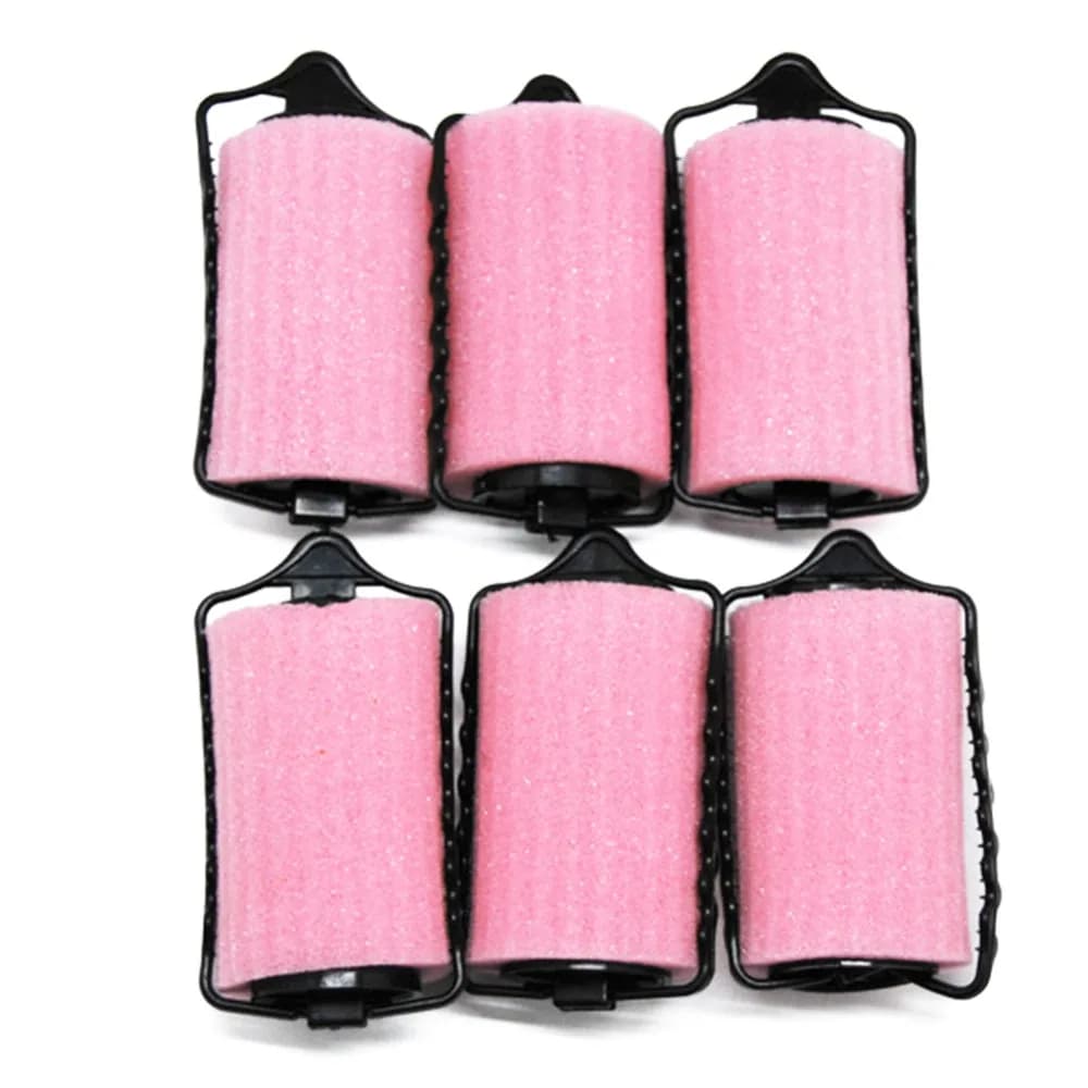 6PCS Soft Foam Material Sponge Hair Curlers Self Holding Design Large Size No-Heat Rollers Overnight Hair Rollers Home Use