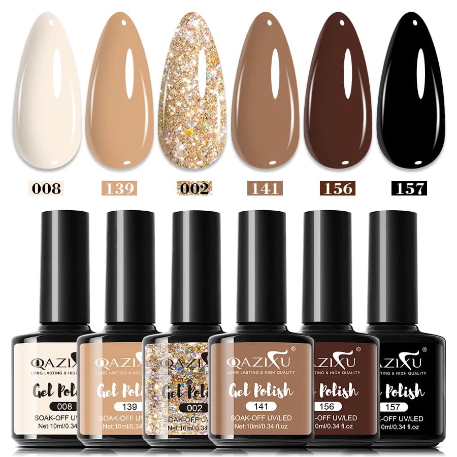Set di smalti gel marrone da 10ml, popolari, per unghie, UV LED, rimovibili, per nail art, fai da te, salone, casa, regalo per le vacanze invernali