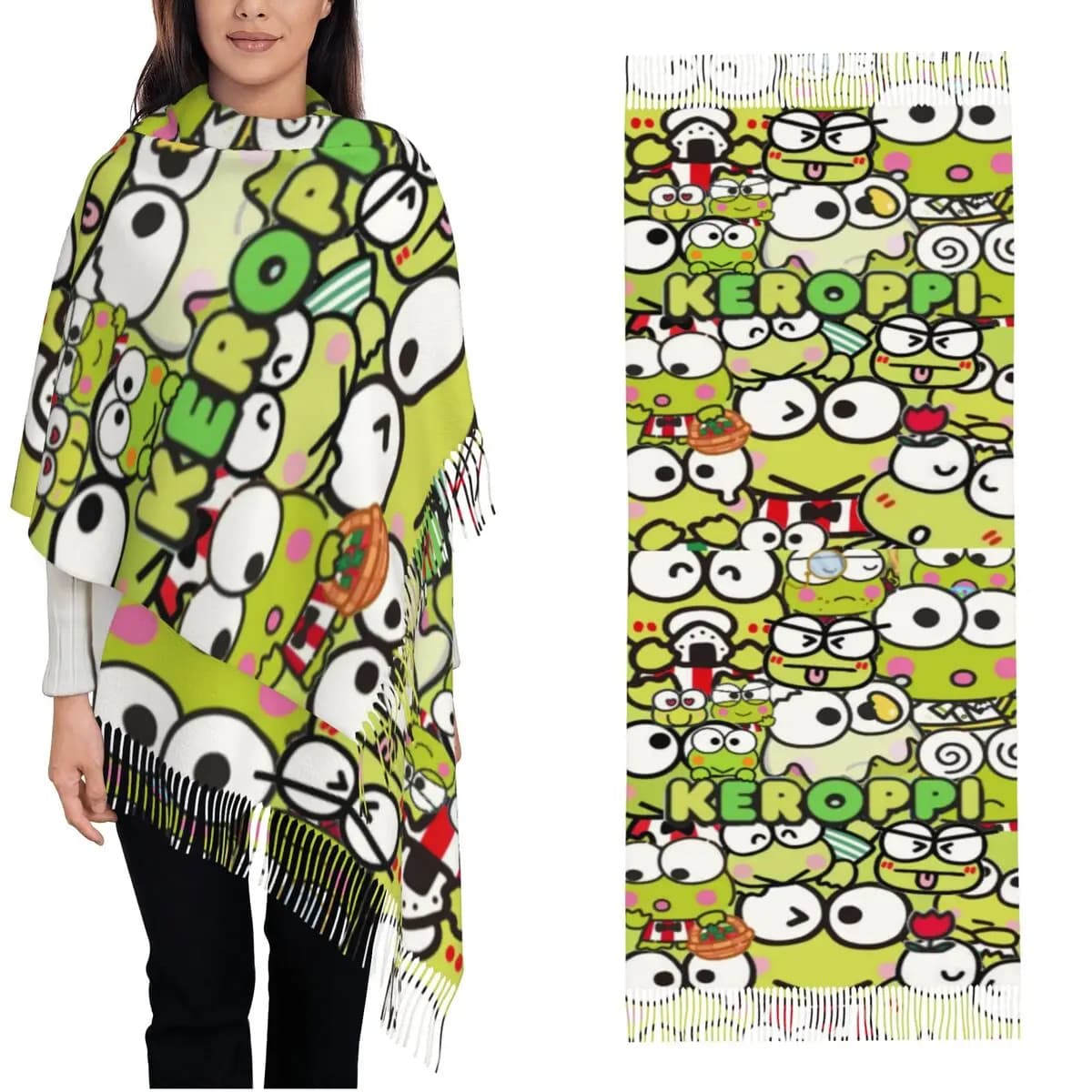 Kero Kero Keroppis Winter Scarfs for Women Pashmina Shawl Wraps for Evening Dresses Large Warm Soft Scarves