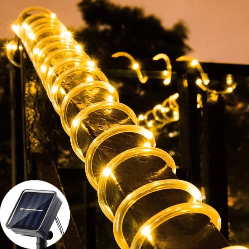 Luci Natalizie a Energia Solare per Esterni con 8 Modalità per Decorazione di Alberi, Patio, Giardino e Matrimoni