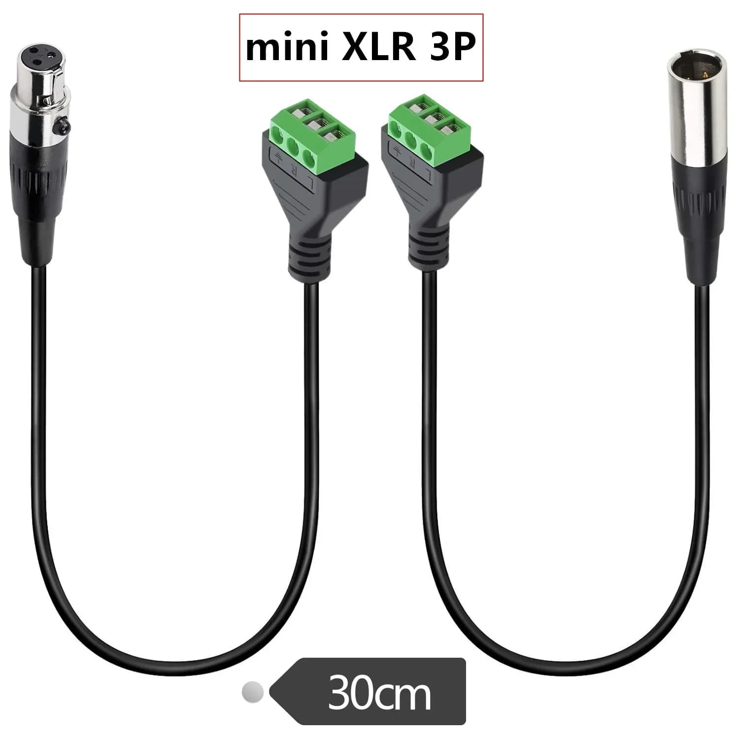 Cavo connettore Mini XLR con morsettiera a vite, da Mini XLR maschio/femmina a 3 pin femmina, con terminali a vite schermati, innestabili