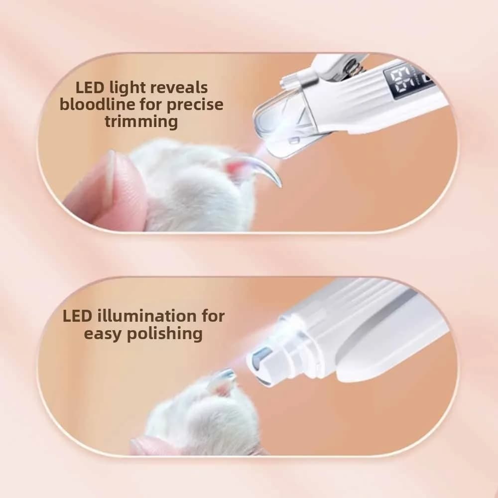 Smerigliatrice elettrica per unghie per cani di design 2 in 1 ricaricabile con lampada a LED Tagliaunghie per animali domestici Strumento per toelettatura Lima silenziosa