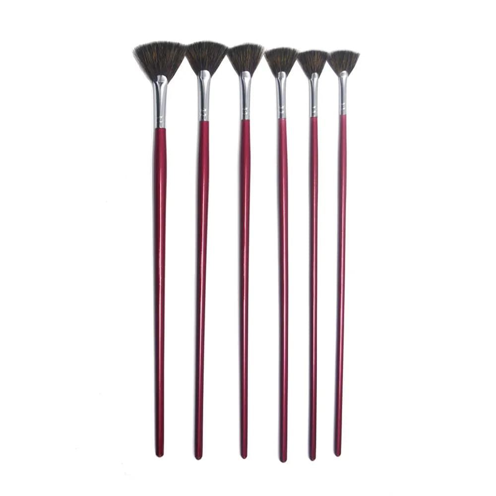 6pcs Set High-grade Sable Hair Fish Tail Fan Shape Watercolor Gouache Acrylic Painting Pen Artist Oil Paint Brushes Art Supplies