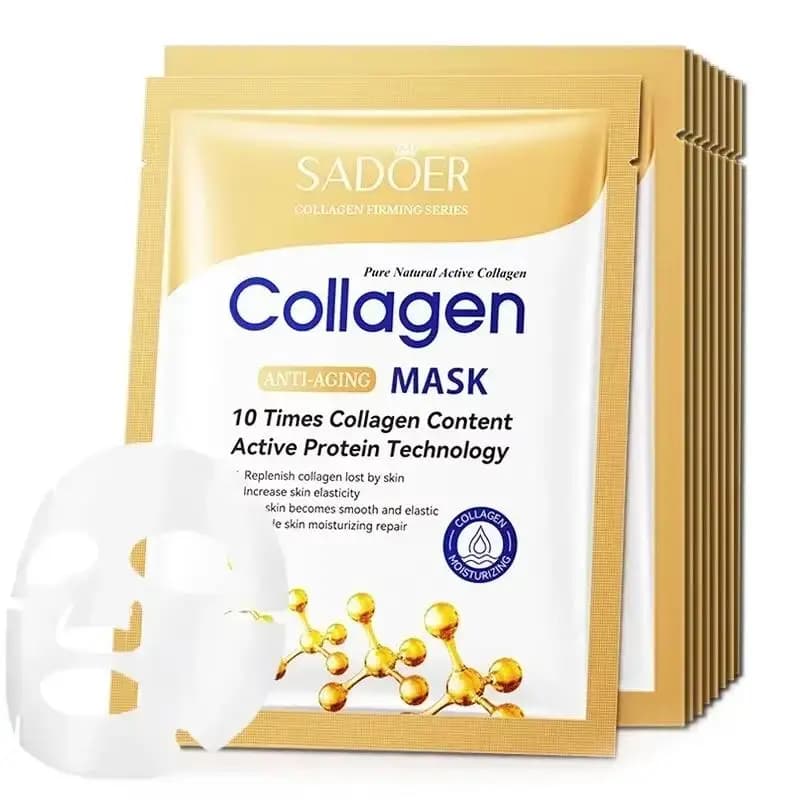10 Pieces SADOER Face Mask in Leaf to Collagen Hydrating Hydrating Nutrient for Daily Care of Face Skin