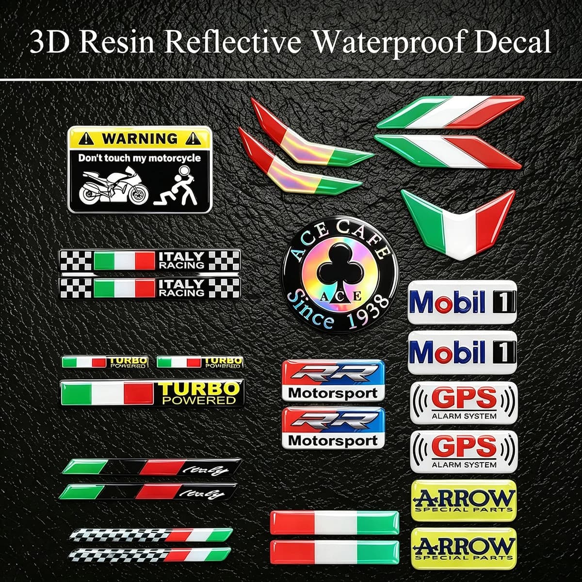 Adesivo 3D in Resina Riflettente con Logo Bandiera Italiana, Emblema Decorativo per Auto, Accessori Italiani per Moto, Auto, Bici, Camion