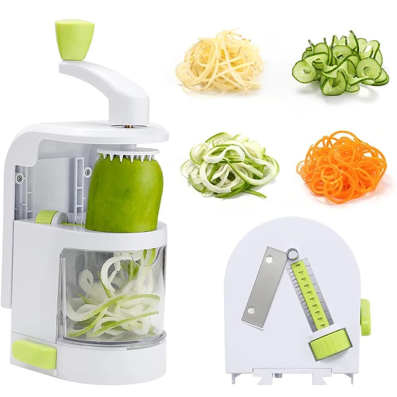 LMETJMA 4 in 1 Vegetable Skewer Rotating Blades Vegetable Skewer Zucchini Spiral Noodle Maker JT321
