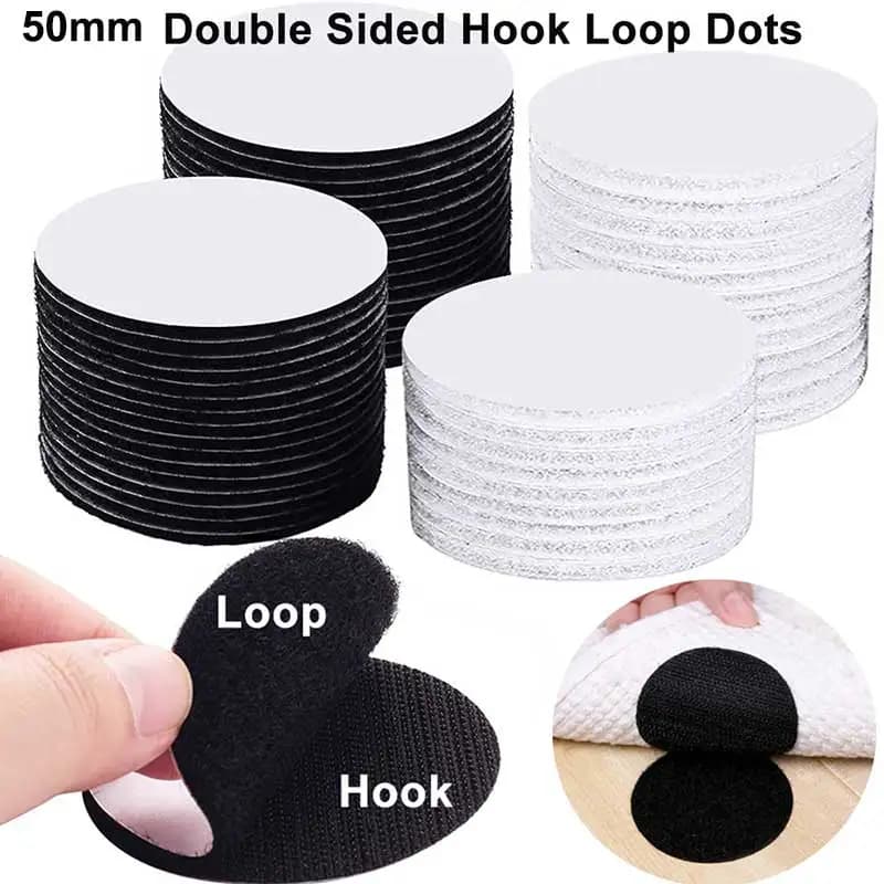 5-20 paia 50mm Hook and Loop punti ad incastro nastro di fissaggio autoadesivo appiccicoso monete posteriori Hook Loop tappeto fai da te tappetino antiscivolo