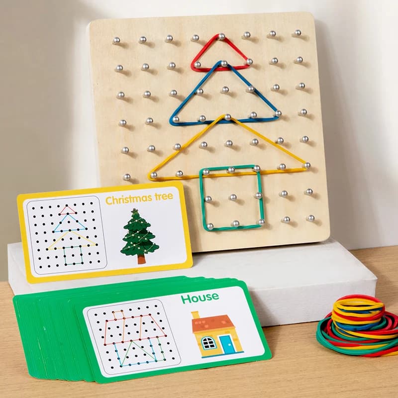 Wooden Children's Educational Toys Nail Boards Montessori Geometry Math Teaching Aids For Shape Cognition Imagination Develop