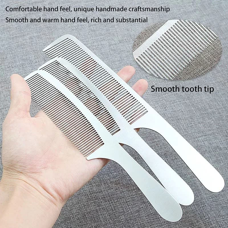 Pettine Professionale da Barbiere in Acciaio Inossidabile Argento, Antistatico, per Taglio Capelli Uomo, Pettine Ultra Sottile per Salone, Strumento di Styling