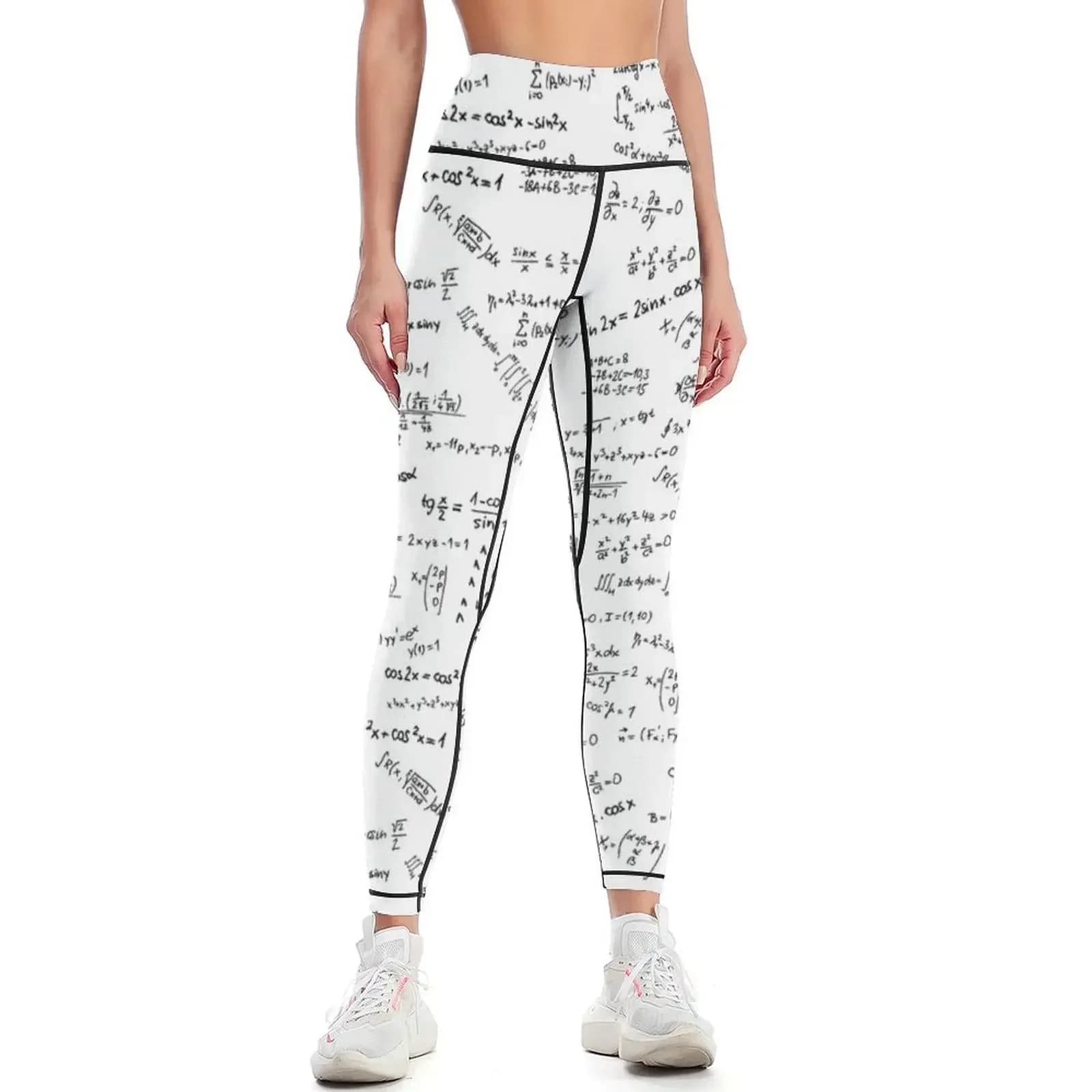 Leggings con formule e numeri matematici Legginsy push up, pantaloni harem, pantaloni sportivi, pantaloni sportivi da donna, leggings push up da donna