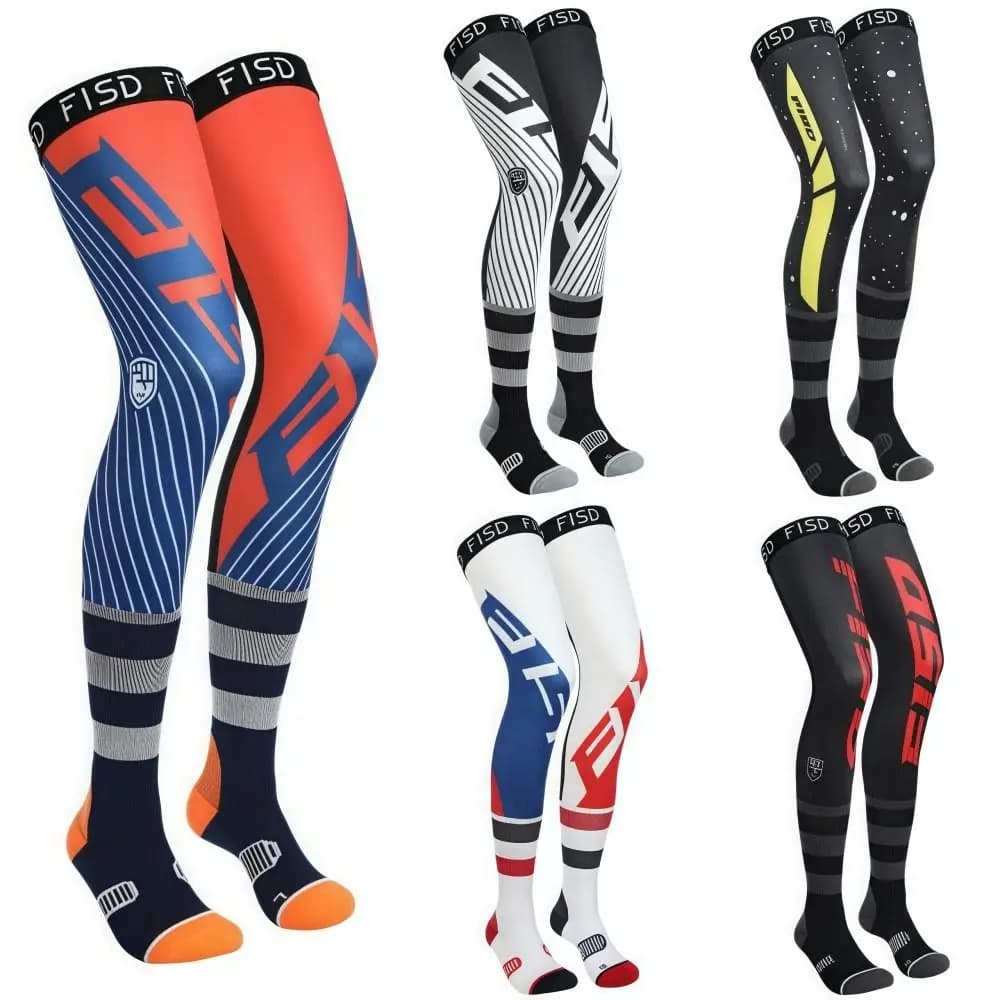 Ginocchiere Elastiche per Moto, Compressione Antiscivolo, Calze da Motocross con Fantasie Cool, Calze Sportive in Seta Ghiaccio per Moto